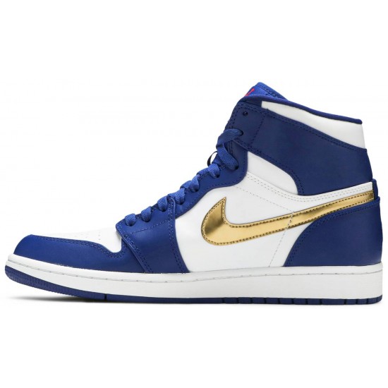 Air Jordan 1 Retro High Gold Medal Deep Royal Blue/Metallic Gold Coin-White 332550 406 AJ 1 Sneakers