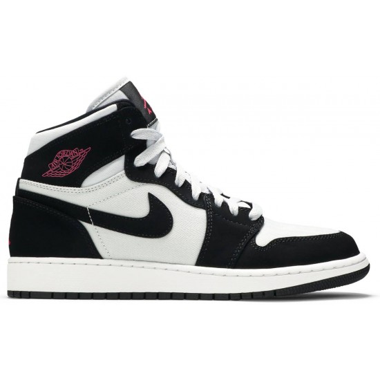 Air Jordan 1 Retro High GS Pure Platinum Black Pink Pure Platinum/Vivid Pink-Black 332148 015 AJ 1 Sneakers