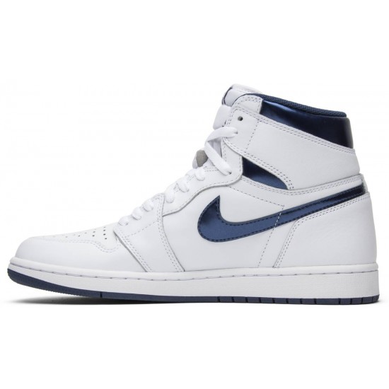 Air Jordan 1 Retro High OG Metallic Navy White/Midnight Navy 555088 106 AJ 1 Sneakers