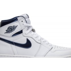 Air Jordan 1 Retro High OG 'Metallic Navy' White/Midnight Navy 555088 106 AJ 1 Sneakers