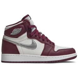 Air Jordan 1 Retro High OG GS 'Bordeaux' Bordeaux/White/Metallic Silver 575441 611 AJ 1 Sneakers