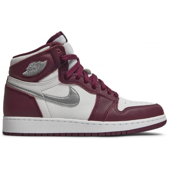 Air Jordan 1 Retro High OG GS Bordeaux Bordeaux/White/Metallic Silver 575441 611 AJ 1 Sneakers