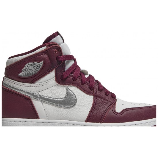 Air Jordan 1 Retro High OG GS Bordeaux Bordeaux/White/Metallic Silver 575441 611 AJ 1 Sneakers