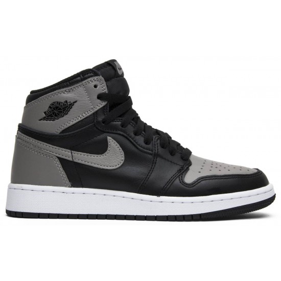 Air Jordan 1 Retro High OG GS Shadow 2018 Black/Medium Grey-White 575441 013 AJ 1 Sneakers