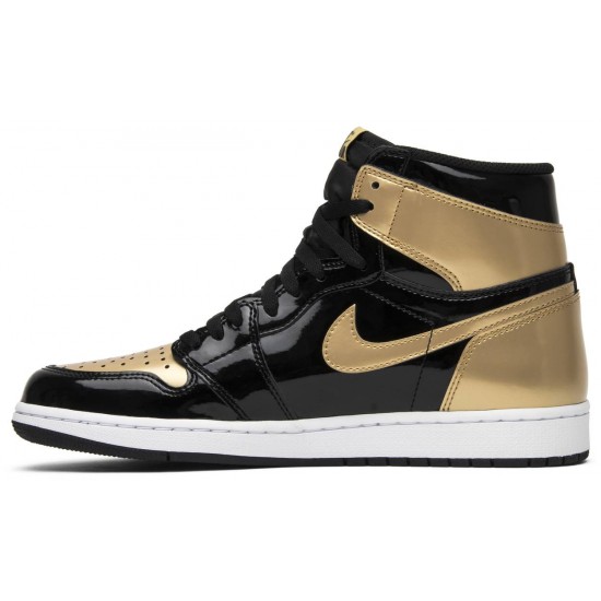 Air Jordan 1 Retro High OG NRG Gold Toe Black/Black-Metallic Gold-White 861428 007 AJ 1 Sneakers