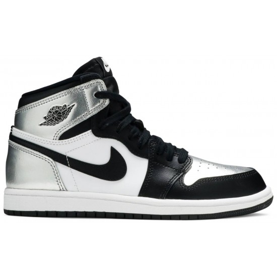 Air Jordan 1 Retro High OG PS Silver Toe Black/Metallic Silver/White/Black CU0449 001 AJ 1 Sneakers