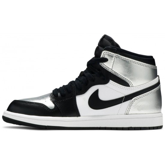 Air Jordan 1 Retro High OG PS Silver Toe Black/Metallic Silver/White/Black CU0449 001 AJ 1 Sneakers