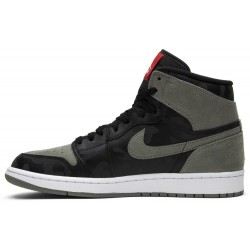 Air Jordan 1 Retro High Premium 'Shadow Camo' Black/Black-Dark Stucco/White-University Red AA3993 034 AJ 1 Sneakers