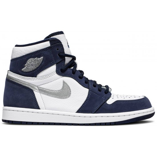 Air Jordan 1 Retro High co.JP Midnight Navy 2020 White/Midnight Navy/Metallic SilverDC1788 100 AJ 1 Sneakers