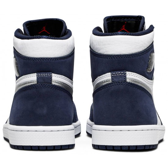 Air Jordan 1 Retro High co.JP Midnight Navy 2020 White/Midnight Navy/Metallic SilverDC1788 100 AJ 1 Sneakers