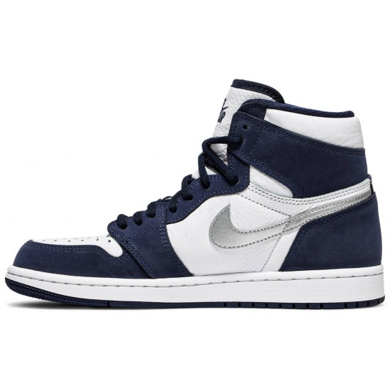 Air Jordan 1 Retro High co.JP Midnight Navy 2020 White/Midnight Navy/Metallic SilverDC1788 100 AJ 1 Sneakers