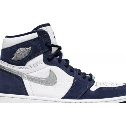 Air Jordan 1 Retro High co.JP 'Midnight Navy' 2020" White/Midnight Navy/Metallic SilverDC1788 100 AJ 1 Sneakers