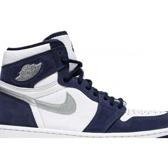 Air Jordan 1 Retro High co.JP Midnight Navy 2020 White/Midnight Navy/Metallic SilverDC1788 100 AJ 1 Sneakers