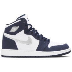 Air Jordan 1 Retro High co.JP GS 'Midnight Navy' 2020 White/Midnight Navy/Metallic Silver 575441 141 AJ 1 Sneakers