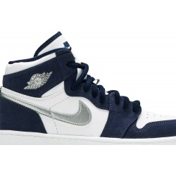 Air Jordan 1 Retro High co.JP PS 'Midnight Navy' White/Midnight Navy/Metallic Silver AQ2664 141 AJ 1 Sneakers