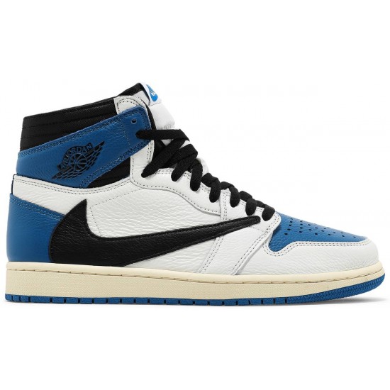 Fragment Design x Travis Scott x Air Jordan 1 Retro High Sail/Black/Military Blue/Shy PinkDH3227 105 AJ 1 Sneakers