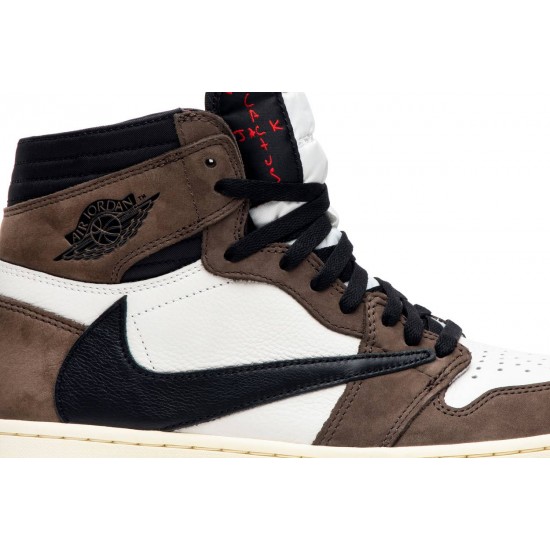 Travis Scott x Air Jordan 1 Retro High OG Mocha Sample Sail/Dark Mocha-University Red-Black CD4487 100 S AJ 1 Sneakers