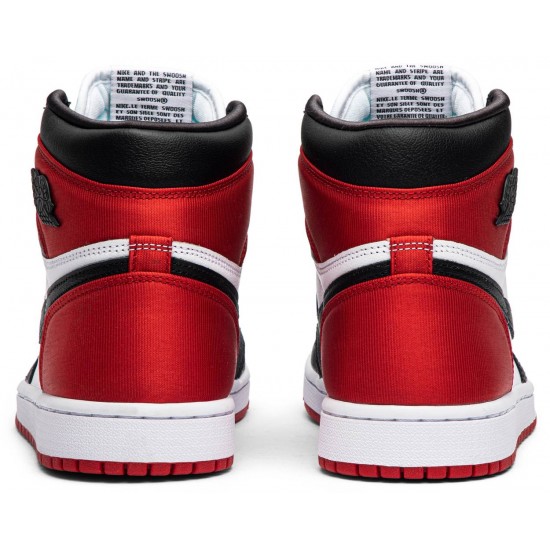 Wmns Air Jordan 1 Retro High Satin Black Toe Black/White-Varsity RedCD0461 016 AJ 1 Sneakers