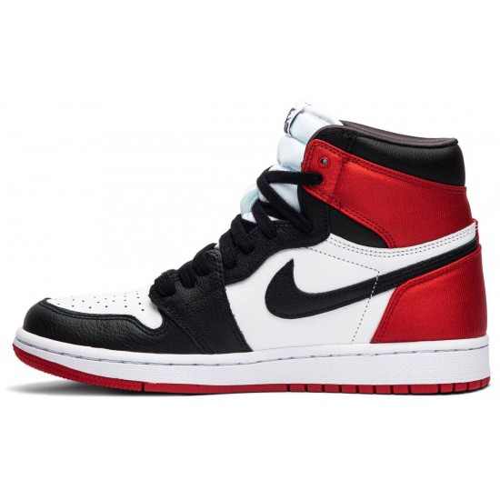 Wmns Air Jordan 1 Retro High Satin Black Toe Black/White-Varsity RedCD0461 016 AJ 1 Sneakers