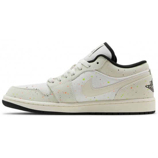 Air Jordan 1 Low Brushstroke Swoosh - Paint Splatter Natural/Black/Multi-Color DM3528 100 AJ 1 Sneakers