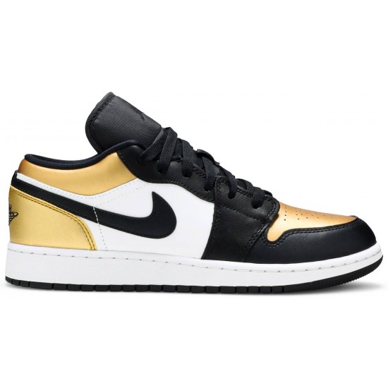 Air Jordan 1 Low GS Gold Toe Metallic Gold/Black/White CQ9487 700 AJ 1 Sneakers