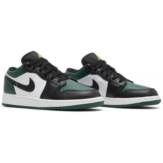 Air Jordan 1 Low GS Green Toe Noble Green/Pollen/White/Black 553560 371 AJ 1 Sneakers