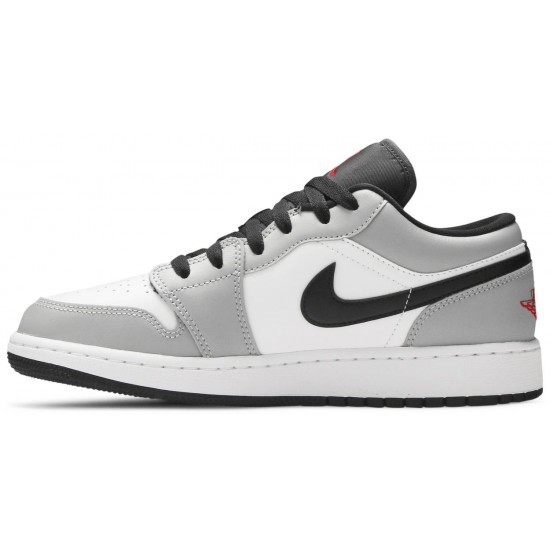 Air Jordan 1 Low GS Light Smoke Grey Light Smoke Grey/Gym Red/White 553560 030 AJ 1 Sneakers