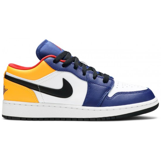 Air Jordan 1 Low GS Royal Yellow White/Track Red/Deep Sapphire Blue/Laser Orange/Black 553560 123 AJ 1 Sneakers