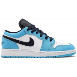 Air Jordan 1 Low GS 'UNC' White/University Blue/Obsidian 553560 144 AJ 1 Sneakers