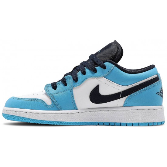 Air Jordan 1 Low GS UNC White/University Blue/Obsidian 553560 144 AJ 1 Sneakers