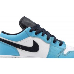 Air Jordan 1 Low GS 'UNC' White/University Blue/Obsidian 553560 144 AJ 1 Sneakers