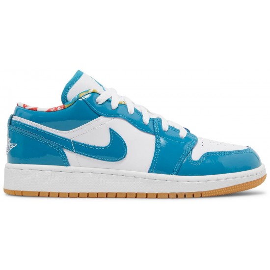 Air Jordan 1 Low SE GS Barcelona Cyber Teal/Cyber Teal/White DM0589 400 AJ 1 Sneakers