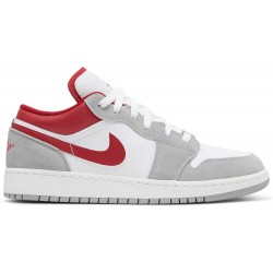 Air Jordan 1 Low SE GS 'Light Smoke Grey Gym Red' Light Smoke Grey/Gym Red/White DM0589 016 AJ 1 Sneakers