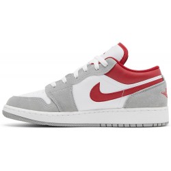 Air Jordan 1 Low SE GS 'Light Smoke Grey Gym Red' Light Smoke Grey/Gym Red/White DM0589 016 AJ 1 Sneakers