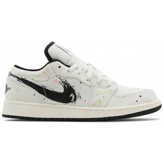 Air Jordan 1 Low SE GS Paint Splatter Sail/Black/Total Orange DH3295 100 AJ 1 Sneakers