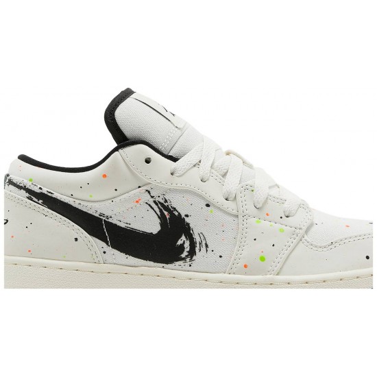 Air Jordan 1 Low SE GS Paint Splatter Sail/Black/Total Orange DH3295 100 AJ 1 Sneakers