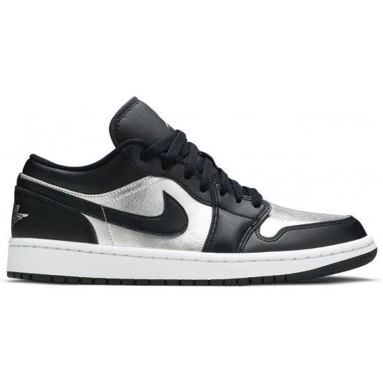 Wmns Air Jordan 1 Low SE Silver Toe Black/Metallic Silver/White DA5551 001 AJ 1 Sneakers