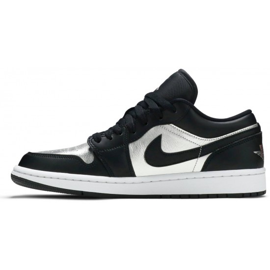 Wmns Air Jordan 1 Low SE Silver Toe Black/Metallic Silver/White DA5551 001 AJ 1 Sneakers