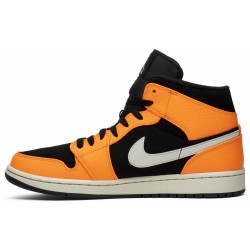 Air Jordan 1 Mid 'Black Cone' Black/Cone-Light Bone 554724 062 AJ 1 Sneakers