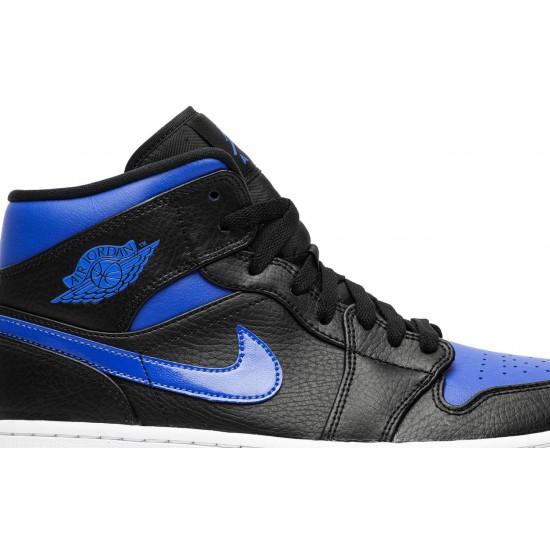 Air Jordan 1 Mid Black Hyper Royal Royal Blue/White/Black 554724 068 AJ 1 Sneakers