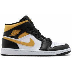 Air Jordan 1 Mid 'Black University Gold' White/Pollen/Black 554724 177 AJ 1 Sneakers