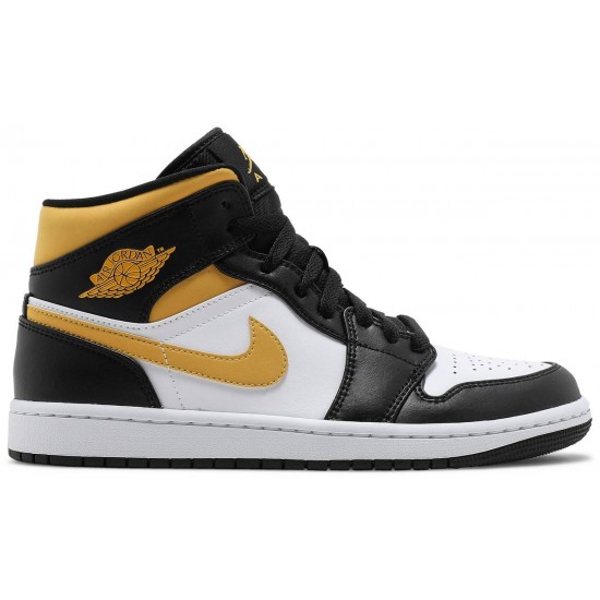 Air Jordan 1 Mid Black University Gold White/Pollen/Black 554724 177 AJ 1 Sneakers