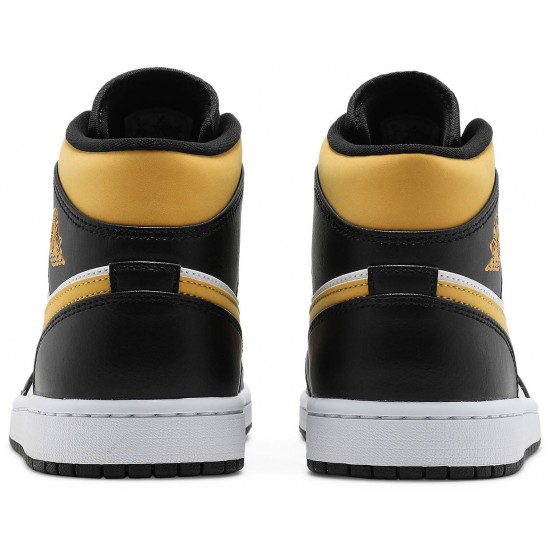 Air Jordan 1 Mid Black University Gold White/Pollen/Black 554724 177 AJ 1 Sneakers