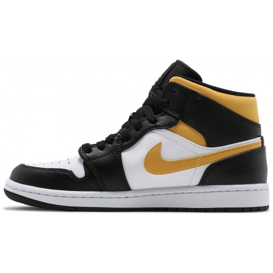 Air Jordan 1 Mid Black University Gold White/Pollen/Black 554724 177 AJ 1 Sneakers