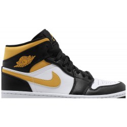 Air Jordan 1 Mid 'Black University Gold' White/Pollen/Black 554724 177 AJ 1 Sneakers