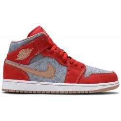 Air Jordan 1 Mid 'Denim Red' Cinnabar/Hemp/White DM4352 600 AJ 1 Sneakers