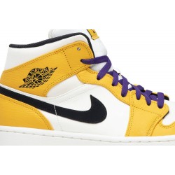 Air Jordan 1 Mid 'Lakers' University Gold/Pale Ivory-Court Purple-Black 852542 700 AJ 1 Sneakers