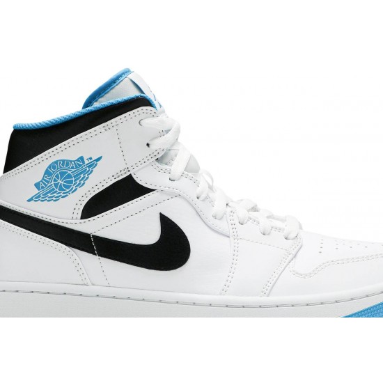 Air Jordan 1 Mid Laser Blue White/Laser Blue/Black 554724 141 AJ 1 Sneakers