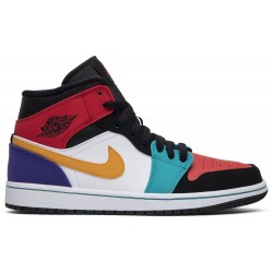 Air Jordan 1 Mid 'Multi-Color' White/Black-Turbo Green-University Red 554724 125 AJ 1 Sneakers