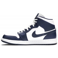 Air Jordan 1 Mid 'Obsidian' White/Obsidian-Metallic Gold 554724 174 AJ 1 Sneakers